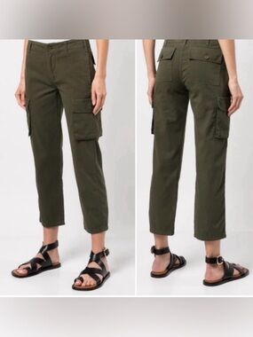 Frame Denim Womens Green Cargo Ankle Cropped Pants, 30